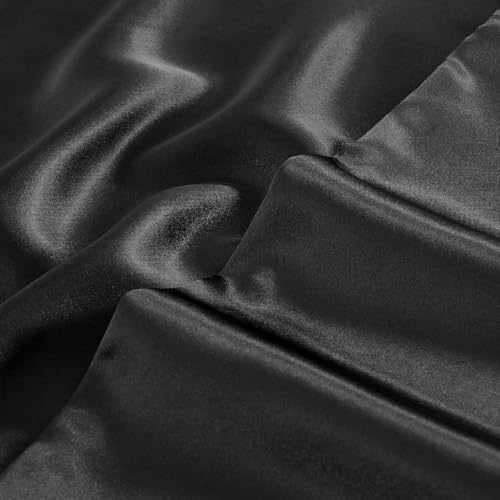 Image of Satin Pillow Cover with Silk Bonnet & 3 Premium Scrunchies - Hair & Skin Care Set for Women - Anti-Frizz Sleeping Combo - Gift Pack (Black)