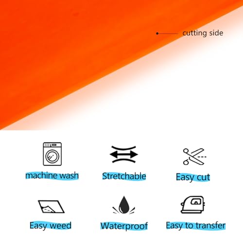 Image of guangyintong Glow in The Dark Heat Transfer Vinyl Rolls, 12 inch x 5ft Luminous Light Orange Iron on Vinyl for T-Shirts, PU Elastic HTV Vinyl for All Cutter Machine Easy to Cut & Weed
