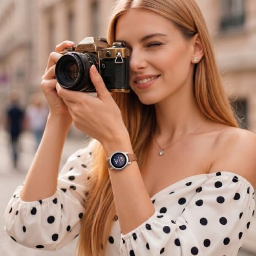 GEAK 20mm Leather Watch Band Compatible with Garmin Vivoactive 5 Watch Bands, Vivoactive 6/3/Forerunner 165/55/245/645, Quick Release Genuine Slim Leather Strap for Venu Sq/Sq 2/Venu 2 Plus Women — view 6