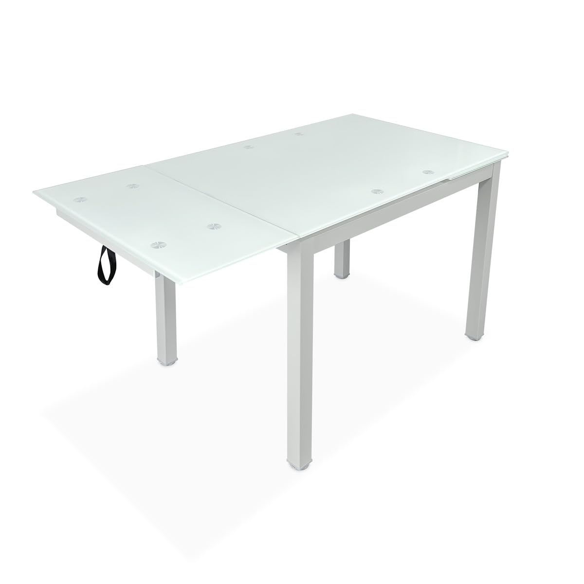 Somnia Descanso - Mesa Extensible de Cristal de Cocina o Comedor Acabada en Blanco Modelo Närke, Práctica y Funcional. Medidas: 100-170 cm (Largo) x 70 cm (Ancho) x 75 cm (Alto)