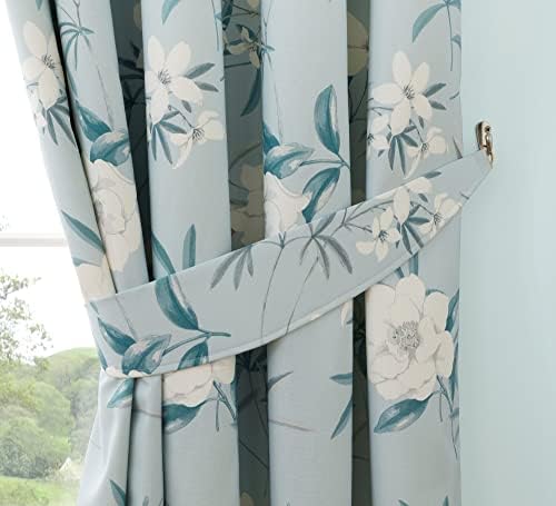 Dreams & Drapes Design - Eve - Pair of Pencil Pleat Curtains With Tie - Backs in Duck Egg, 66" Width x 54" Drop (168 x 137cm)