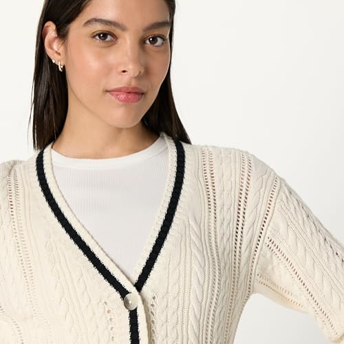 Image of The Drop Womens Kyma Open Stitch Preppy Cardigan
