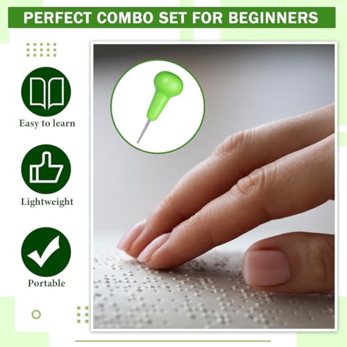 4 Stück Braille-Schreibstift, Braille-Nadel und Braille-Stylus, für Blinde Personen und Lernende, zum Braille-Schreiben, Lernen und Alltag, Geeignet für Schule, Therapie und Heim