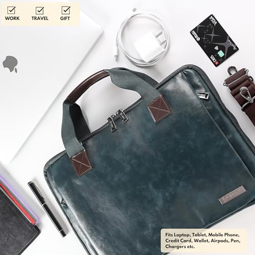 Image of VISMIINTREND Laptop Briefcase Messenger Shoulder Office Hand Bags for Men Women | Fits 13 inch /14 inch /15.6 Inch Laptops, Macbook | Vegan Leather | Corporate Gifts | Gift for Husband /Brother /Father