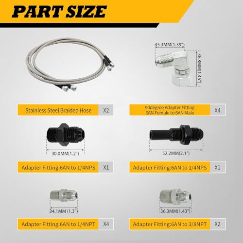 Jecoupoon 6AN 70" Transmission Oil Cooler Hose Line kit Compatible with 4L60E 4L80E TH350 TH400 200-4R 700R4 C5 Stainless Steel Braided PTFE Hose TR6060 by Jecoupoon - Image 3
