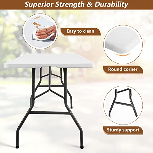 Image of FDW 8FT Folding Table Half Portable Foldable Table Picnic Table for Office Home Camping Party (White, 8 FT)