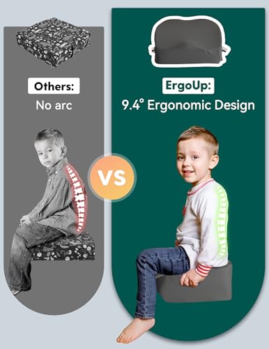 Image of Babelio Ergo-Designed Booster Seat for Kitchen Chair, Promote Proper Upright Posture, Toddler Booster Seat for Dining Table, Suitable for 18 Months to 5 Years, Faux PU Leather Cover, Dark Grey