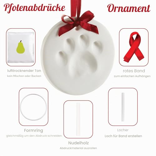 Pearhead Haustierpfotenabdruck, rund, weiß, DIY-Kit, Weihnachten