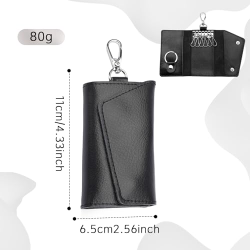 Leather Key Case Wallet, Keychain Key Holder with 6 Hanging Buckle Hooks Snap Unisex Coin Pouch Card Holder2