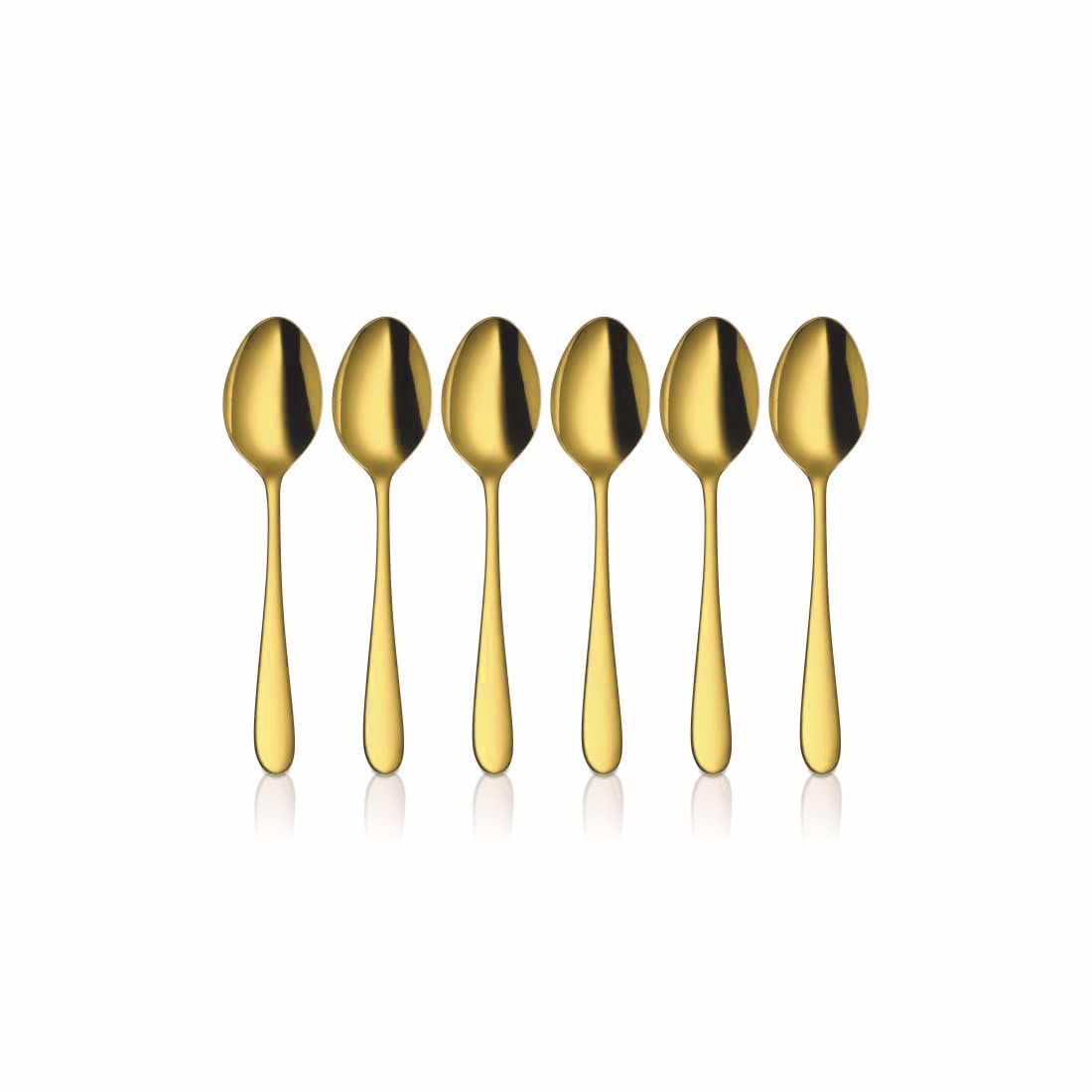 Yanmai Stainless Steel Gold PVD Coating Coffee Spoon,6 Pieces