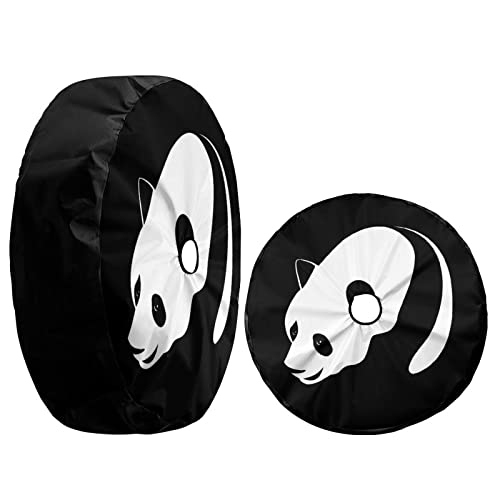Image of Delerain Panda Spare Tire Cover with Backup Camera Hole Wheel Protectors Sun Protector Waterproof for Jeep Trailer RV SUV Truck and Many Vehicle(16 Inch for Diameter 29 inch-31 inch)
