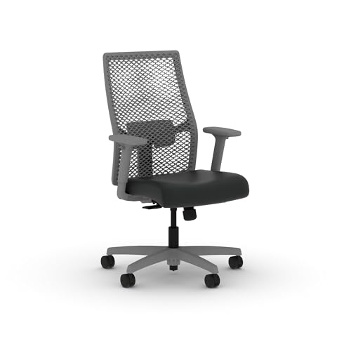 Image of HON Ignition 2.0 ReActiv Ergonomic Office Chair, Mesh Desk Chair with Lumbar Support, Synchro‑Tilt Recline, Height and Width Adjustable Arms, Swivel Wheels, Titanium Frame, Black