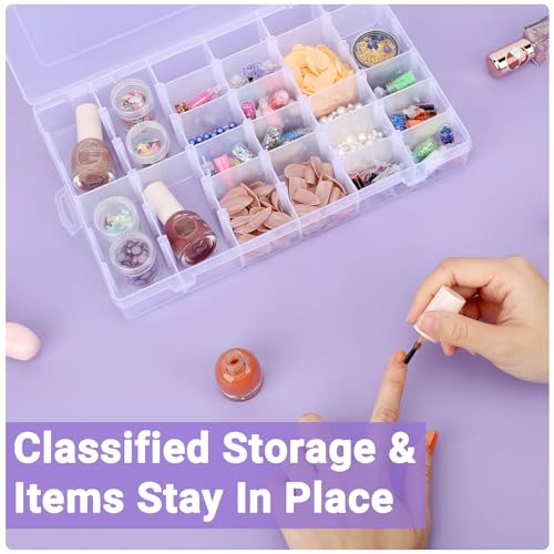 Image of 36-Grid Bead Storage Containers, 2 Packs Clear Craft Organizers and Storage Box with Dividers for Small Accessories, Nail Art, Jewelry Gem, Beads, Tackle, Miniature Fittings