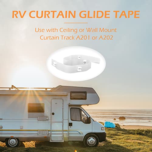 A115 RV Curtain Glide Tape, RV Curtain Strips Used with Ceiling or Wall Mount Curtain Track A201 or A202-1/2 inch Glides, 72 inches Long (Pack of 2)