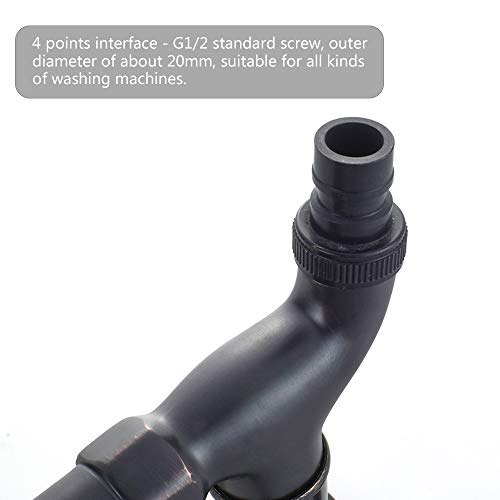 KUNGYO Waschmaschinenhahn aus Messing mit G1/2 Wasserleitung Auslauf - Antiker Kreuzgriff Wasserhahn für Garten Waschraum Toilette (Schwarz)
