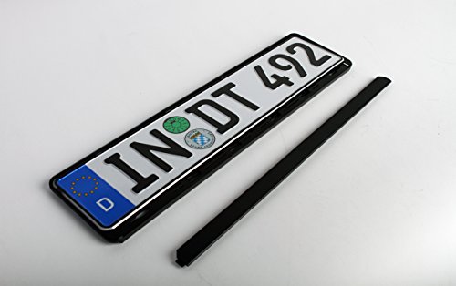 Standard Black Euro License Plate Holder - Universal Mounting Frame/Bracket #TOP5