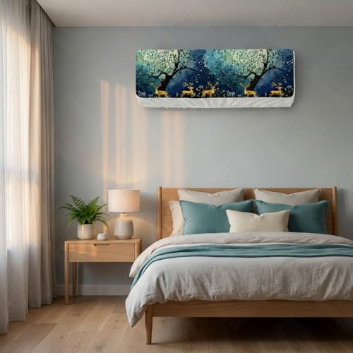 Image of Split AC Cover 1 ton, 1.5 ton to 2 Ton |Designer Digital Print Indoor AC Dust Cover | Stretchable Lycra Fabric | 38x12x9 Inch | Washable Polyester AC Indoor Unit Cover | Dust Dirt Resistant