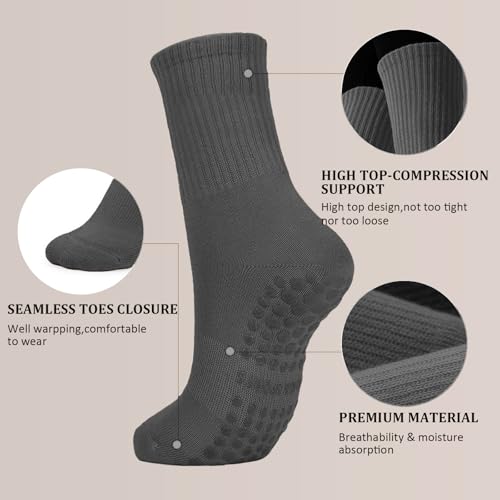 Beieverluck 8 Pairs Pilates Socks with Grips for Women Non Slip Yoga Socks Pure Barre Socks3
