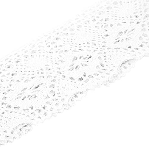 10 Yards Lace Ribbon, 8cm/3.1in Width Vintage Cotton Crochet Lace Trim for DIY Crafting Sewing Gift Wrapping Wedding Decorating(White)