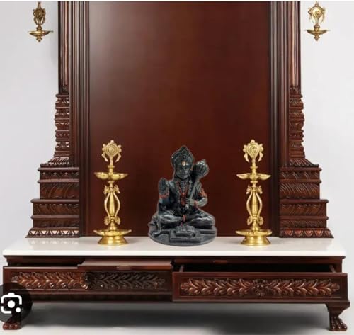 Image of Yadava Lord Hanuman Ji Idol for Home Temple & Car Dashboard | Bajrangbali Murti Reading Ramayana | Spiritual God Statue for Protection, Strength & Devotion (Black)