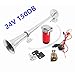 YIYIDA Bocina de coche Car Horn Bocina de aire 150DB Air Horn Bocina 45cm Cromado Zinc Trompeta única Bocina roja con bomba de aire Compresor Bocina de camión para 24V Camión Coche Tren Barco ect