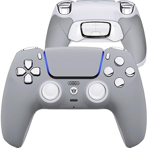 HEXGAMING ULTIMATE Wireless Controller Compatible with ps5, Modded FPS Gaming Controller with Paddles - 4 Remap Back Buttons - Hair Triggers - Interchangeable Thumbsticks - New Hope Gray Cover