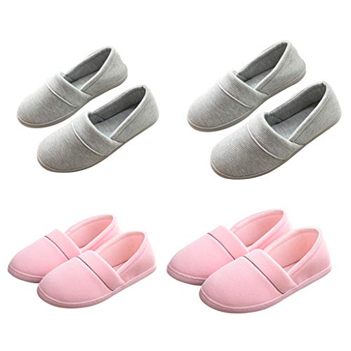 Pantufas casuais femininas confortáveis de algodão sem cadarço para casa e uso em malha lavável de a