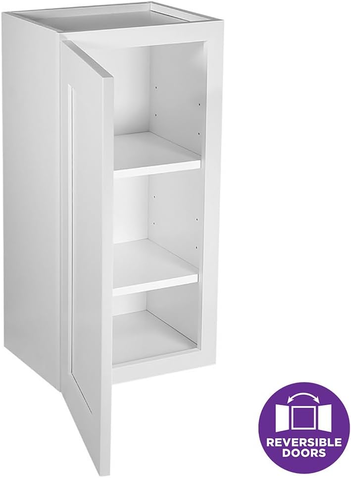 Design House Brookings Shaker Unassembled Wall Kitchen Cabinet W1530, 15 W x 12 D x 30 H, Painted White, Solid Wood, Design House, 561696