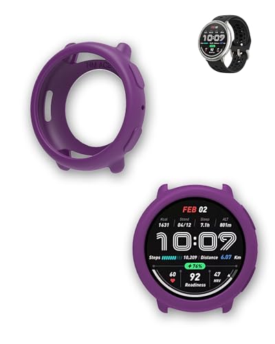 Confezione da 2 custodie compatibili con smartwatch Amazfit Active2 custodia protettiva resistente alle cadute e ai graffi colore silicone viola