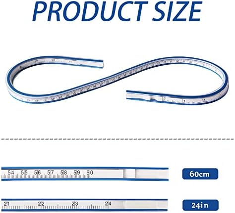 Vinyl Curve Ruler, 60cm French Flexible Curve Ruler Flexible Curve Ruler Flexible Ruler Plastic Double Sided Creative Ruler or Engineering Drawing Design Drafting Graphics Painting