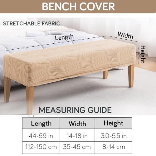 Image of HOKIPO 200gsm Knitting Jacquard Bench Cover, 'Nestiva Series', Blush Beige (AR-6237-BGE)