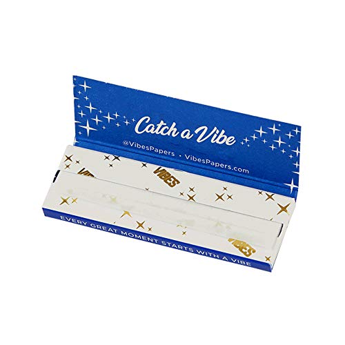 Vibes Rolling Papers 1.25 (1 ¼) - Rice , 50 Count Display Box 50 Sheets Per Pack Natural Rice Paper And Arabic Gum, Chlorine Free Technoloy #TOP3