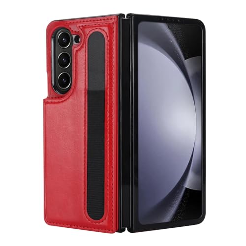Étui cuir Galaxy Z Fold 6 rouge avec porte-cartes chic