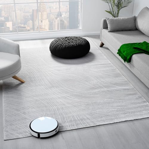 VIMODA Teppich Wohnzimmer Teppich Schlafzimmer, Flur, küche Kurzflor Boho Design Unifarbe Hoch-Tief-Effekt Modern 3D Weich, Farbe:L.Grey, Maße:160x230 cm VIMODA Teppich Wohnzimmer Teppich Schlafzimmer, Flur, küche Kurzflor Boho Design Unifarbe Hoch-Tief-Effekt Modern 3D Weich, Farbe:L.Grey, Maße:160x230 cm