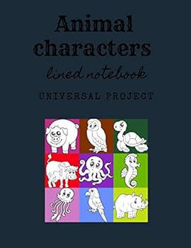Paperback Animal characters lined notebook: Notebook for school , diary in lines 8.5" x 11" 110 pages Book