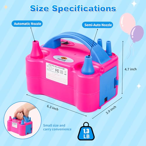 Image of Electric Balloon Pump, Portable Electric Balloon Blower Machine Balloon Air Pump Dual Nozzle 110V 600W Balloon Inflator for Party Decorations