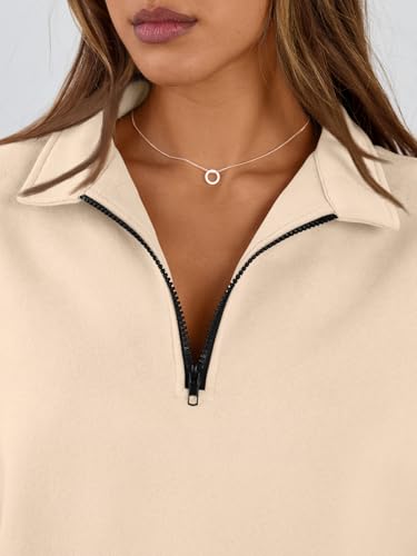 Image of Trendy Queen Women's Oversized Half Zip Fleece Sweatshirts-Cozy Pullover, Sweaters for Fall Winter