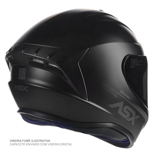 Capacete ASX Draken Solid Novo Para Motociclista (58, Preto Fosco)