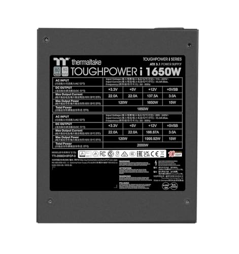 Image of Thermaltake Toughpower i1650W; ATX 3.1; 4X Native PCIe 5.1 12V-2x6; Dual-Color H++ Connectors; 100% Japanese Capacitors; Multi /Single Rail Switching; Digital; 80 Plus Titanium; PS-TPI-1650FNFDTU-1