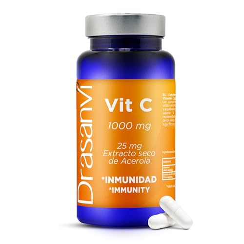 DRASANVI VITAMINA C 1000 mg | Vitaminas para el cansancio | Sistema Inmunológico | Potente Antioxidante| Formación de Colageno |Vitamina C pura | Acido Ascorbico | 60 capsulas de Vitamina C = 60 días