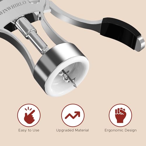 WINWHIRLO 3-in-1 Wine Opener Set, Zinc Alloy Wing Corkscrew Wine Bottle Opener with Vacuum Stopper & Aerator Pourer, Manual Cork Screw Wine Beer Cap Bottle Opener with Non-slip Handle for Wine Lover - Thumbnail 6