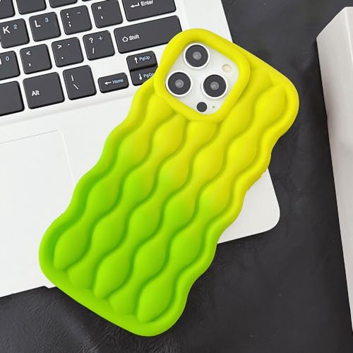 Coque de luxe iPhone 14 silicone ondulé vert - Finition premium