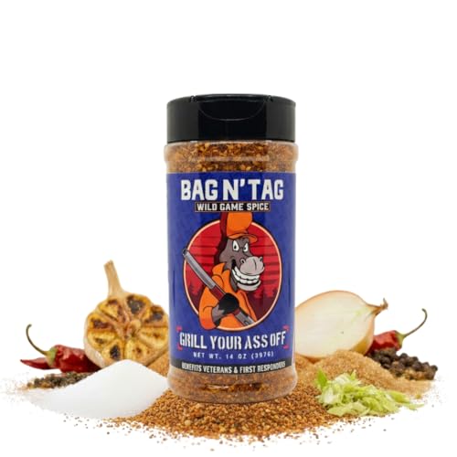 Grill Your As* Off Bag N’ Tag Wild Game Seasoning – Bold Smoky-Sweet BBQ Rub for Venison, Elk,...