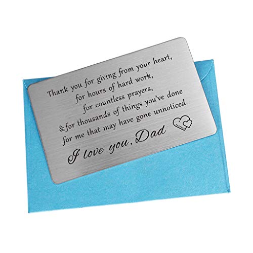 FALOGIJE I Love You Dad Christmas Gifts, Thank You Gift for Dads Birthday Card, Birthday Gifts for Dad Christmas Card, Fathers Day Gift for Dads, Engraved Wallet Cards - Thumbnail 5