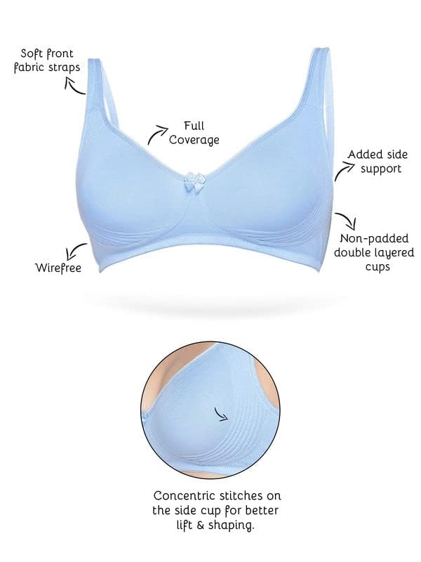 Image of Inner Sense Organic Cotton Bamboo Round Stitch Bra for Women I Non Padded, Wire Free, Double Layered Bra for Women I Full Coverage, Side Support Bra for Women
