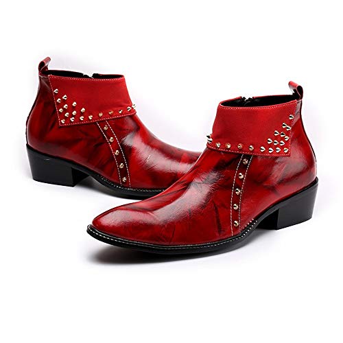 Feito à mão Botas masculinas de tornozelo com decoração de zíper pontiagudo escritório negócios feri