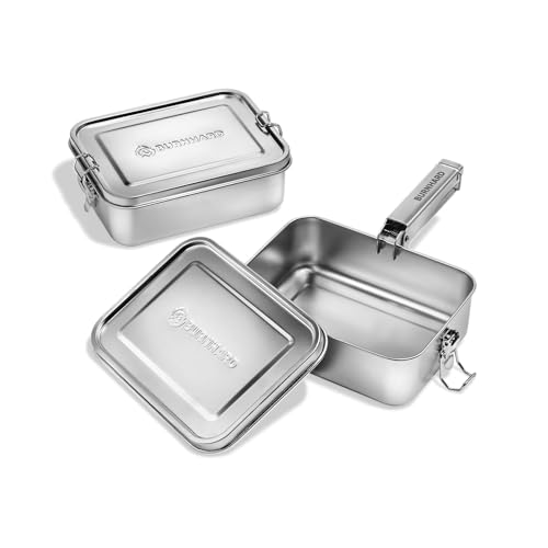 Camping Kochgeschirr BURNHARD® Edelstahl, 1,2 l, All-in-One Cooking, multifunktional, robust, spülmaschinenfest, 6,5 x 19 x 14,5 cm – JONES Serie