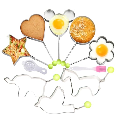 Anillo de huevo para freír, moldes de 8 formas, herramientas de cocina, no pegajosos, anillos de huevo de acero inoxidable, para cocina, hamburguesa, ensalada, sándwich, tortitas, tortillas