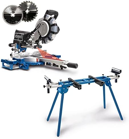 Bild 11 - Scheppach HM216SPX Kapp-Zug-Gehrungssäge Kappsäge 2000 W, Ø 210 mm Sägeblatt | 65 mm Schnitthöhe | 34cm Schnittbreite | mit Laser, Aluauflagen, Drehtisch mit Schnellarretierung, inkl. 2. Sägeblatt