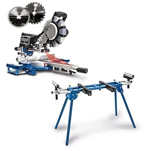 Scheppach Kappzugsäge HM216SPX inkl. UMF2000 Untergestell | 65cm Schnitthöhe | 34cm Schnittbreite | Ø210mm | 2000W | inkl. 2. Sägeblatt | Maschinentisch | Belastbarkeit 250kg | 1116-2000mm